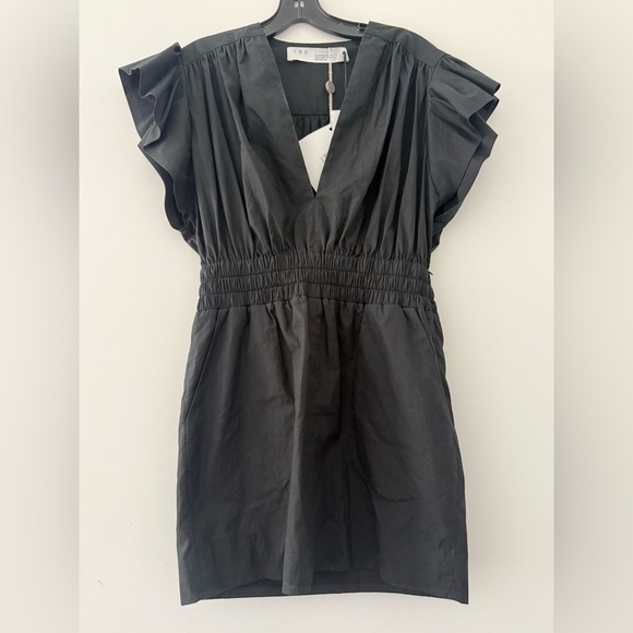 IRO Galena Edgy Black Cinched Waist Dress Size 36 US 4 - Picture 2 of 5